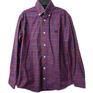 Ralph Lauren Christmas Plaid Shirt 8 Boy Embroidered Logo Red Blue Green Preppy